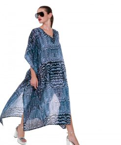 Bluepoint Μακρύ Καφτάνι Με 'V' Λαιμόκοψη 'WATER GATE SILVER' Κωδ. 24084039