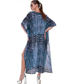 Bluepoint Μακρύ Καφτάνι Με 'V' Λαιμόκοψη 'WATER GATE SILVER' Κωδ. 24084039