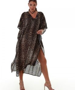 Bluepoint Μακρύ Καφτάνι Με 'V' Λαιμόκοψη 'ANIMAL POWER' Κωδ. 24084052