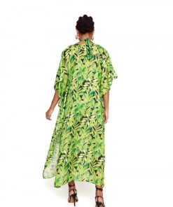 Bluepoint Μακρύ Καφτάνι Με 'V' Λαιμόκοψη 'GREEN PARTY' Κωδ. 24084067