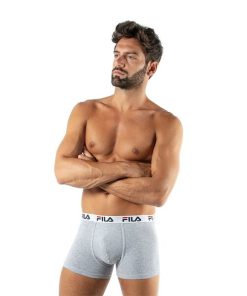 Fila Ελαστικό Ανδρικό Εσώρουχο Μπόξερ 2Τμχ Με Λογότυπο Στο Λάστιχο Κωδ. FU5016/2 Γκρι