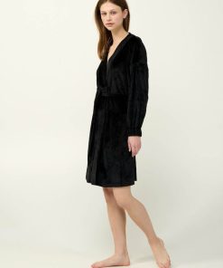 Vamp Χειμερινή Γυναικεία Ρόμπα Βελούδο Black Κωδ. 23086