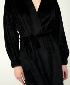 Vamp Χειμερινή Γυναικεία Ρόμπα Βελούδο Black Κωδ. 23086