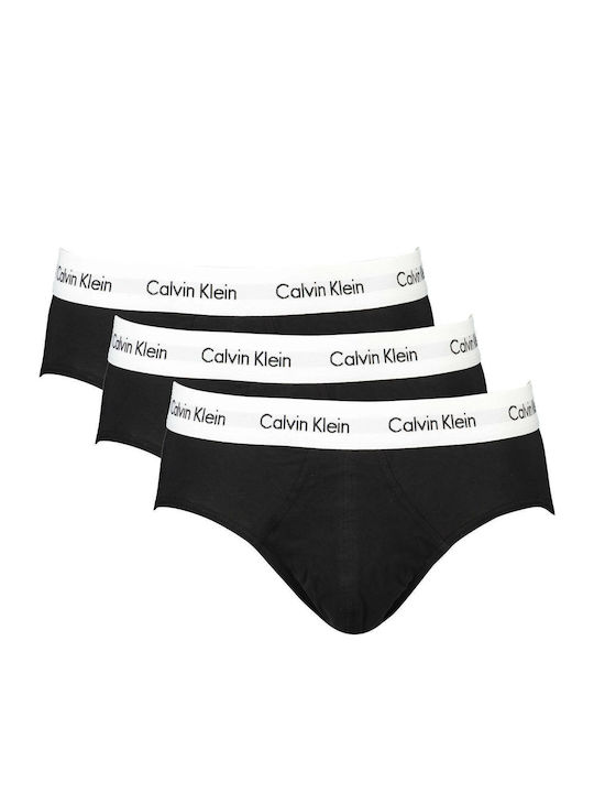 Calvin Klein Ανδρικά Ελαστικά Βαμβακερά Εσώρουχα Σλιπ 3Τμχ Με Λογότυπο Στο Λάστιχο Κωδ. U2661G-001