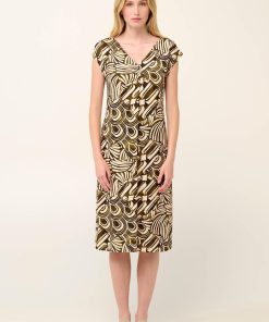 Vamp Γυναικείο Κοντομάνικο Φόρεμα Θαλάσσης Viscose Με Πιέτα Σε Μαροκέν Patchwork Μοτίβο Κωδ. 22481