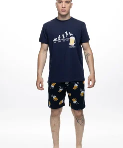Galaxy Ανδρική Καλοκαιρινή Βαμβακερή Πιτζάμα-Homewear Με Εμπριμέ Παντελόνι Κωδ. 713-26