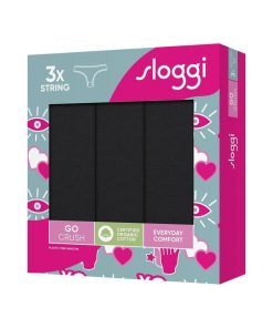 Sloggi Γυναικεία String Go Crush 3Pack Με Δαντέλα Κωδ. 10219686 μαυρο-μαυρο-μαυρο