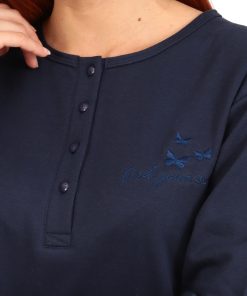 Lydia Creations Γυναικεία Πιτζάμα Με Εσωτερική Επένδυση Φλις Κωδ. 25530 μπλε