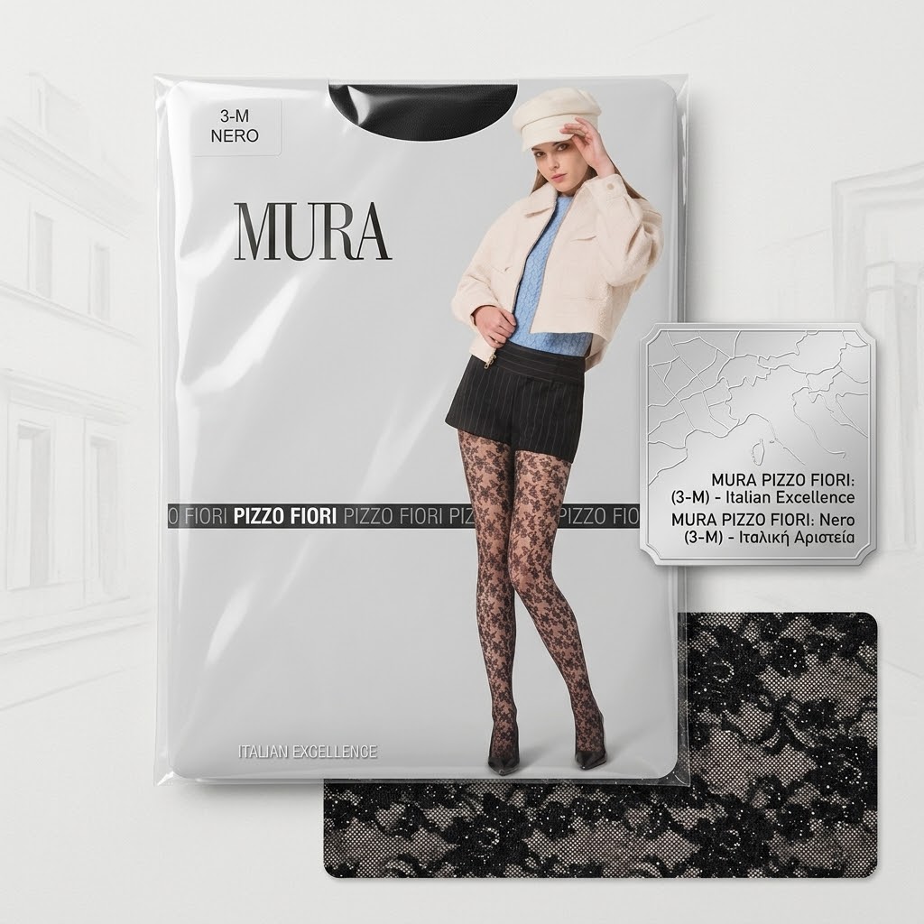 Mura Καλσόν Με Σχέδιο Δαντέλα Μαύρο 30 Den Κωδ. C4295